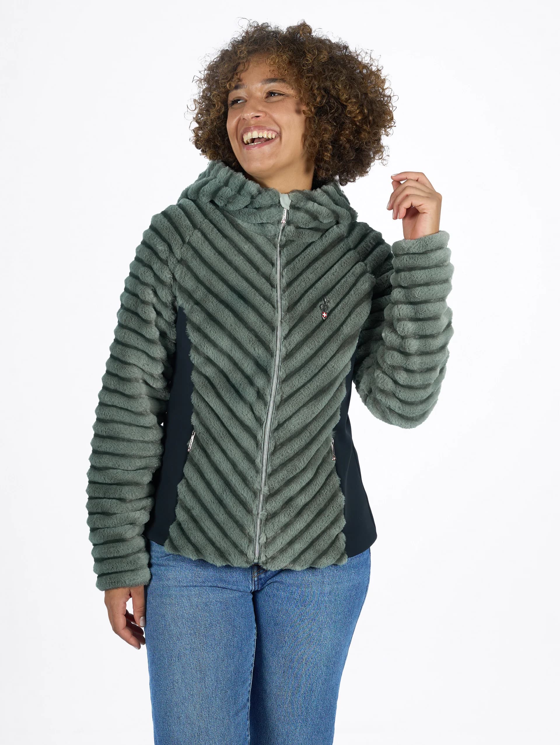 Veste fausse fourrure VISON - LICHEN