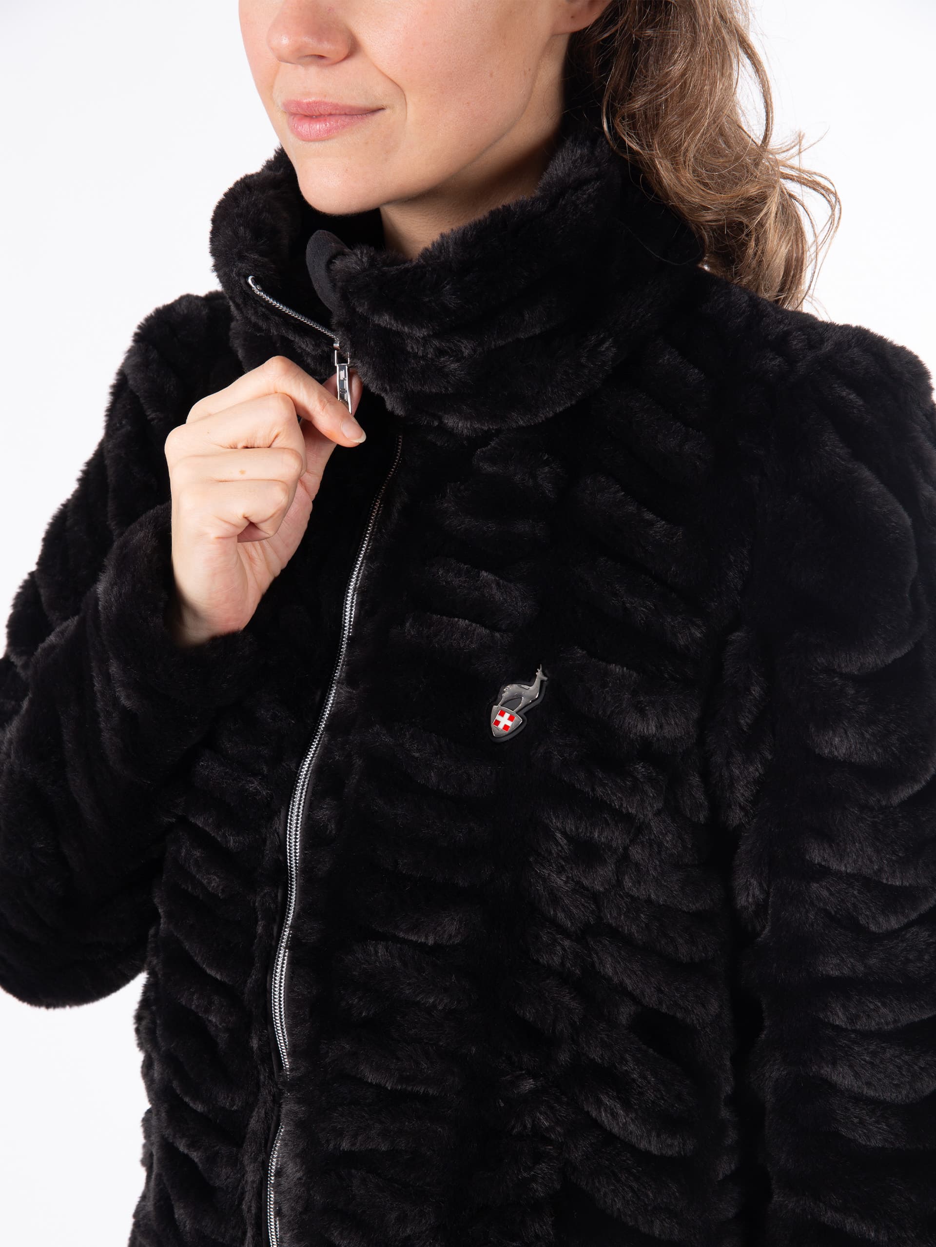 VESTE FAUSSE FOURRURE CAPPA - BLACK