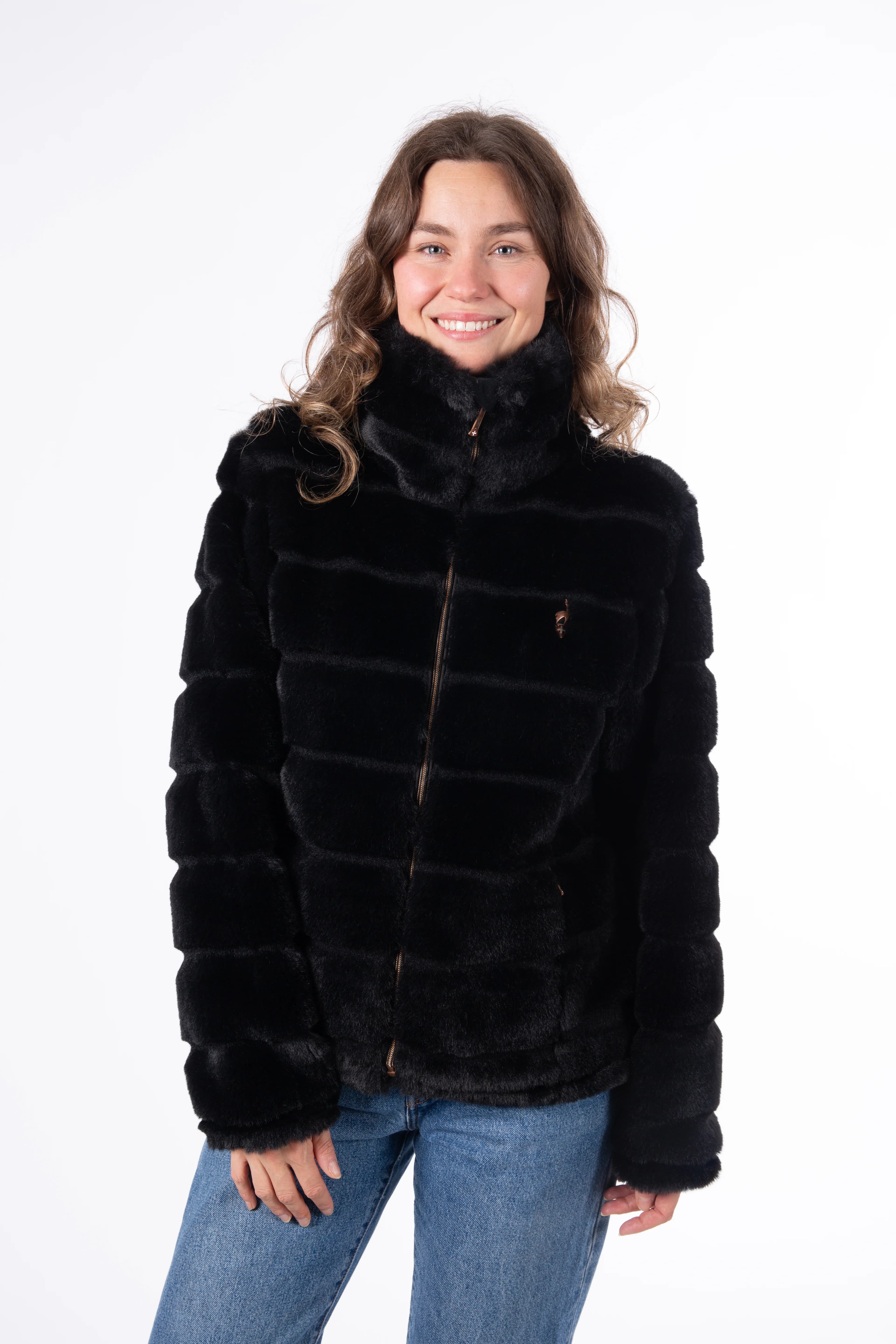 VESTE FAUSSE FOURRURE CAPPA - BLACK