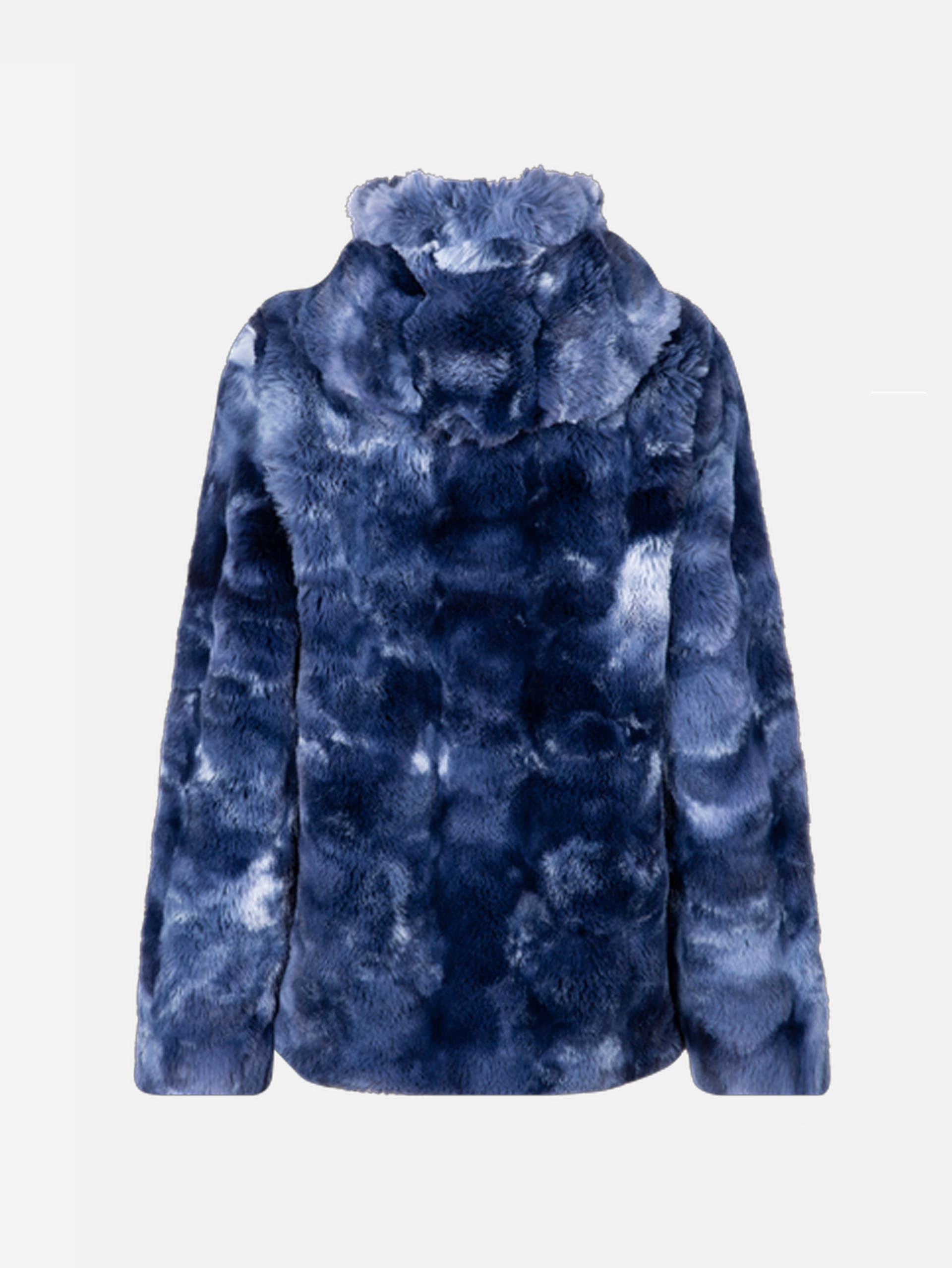 Veste équestre Femme Pikeur – Bleu Matelassé – Capuche Fausse Fourrure – Taille 38