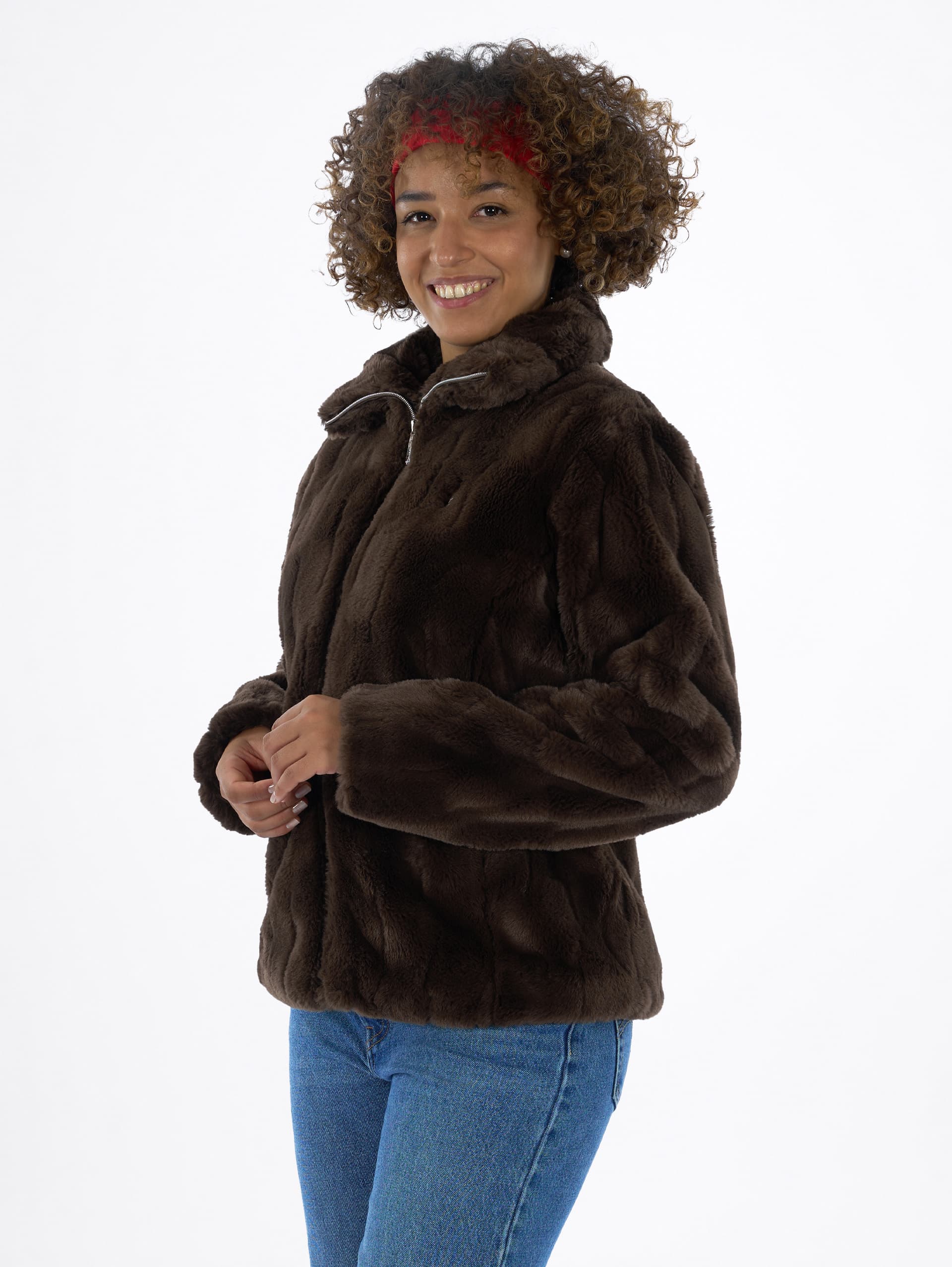 VESTE FAUSSE FOURRURE FEMME ENORA - CHOCO