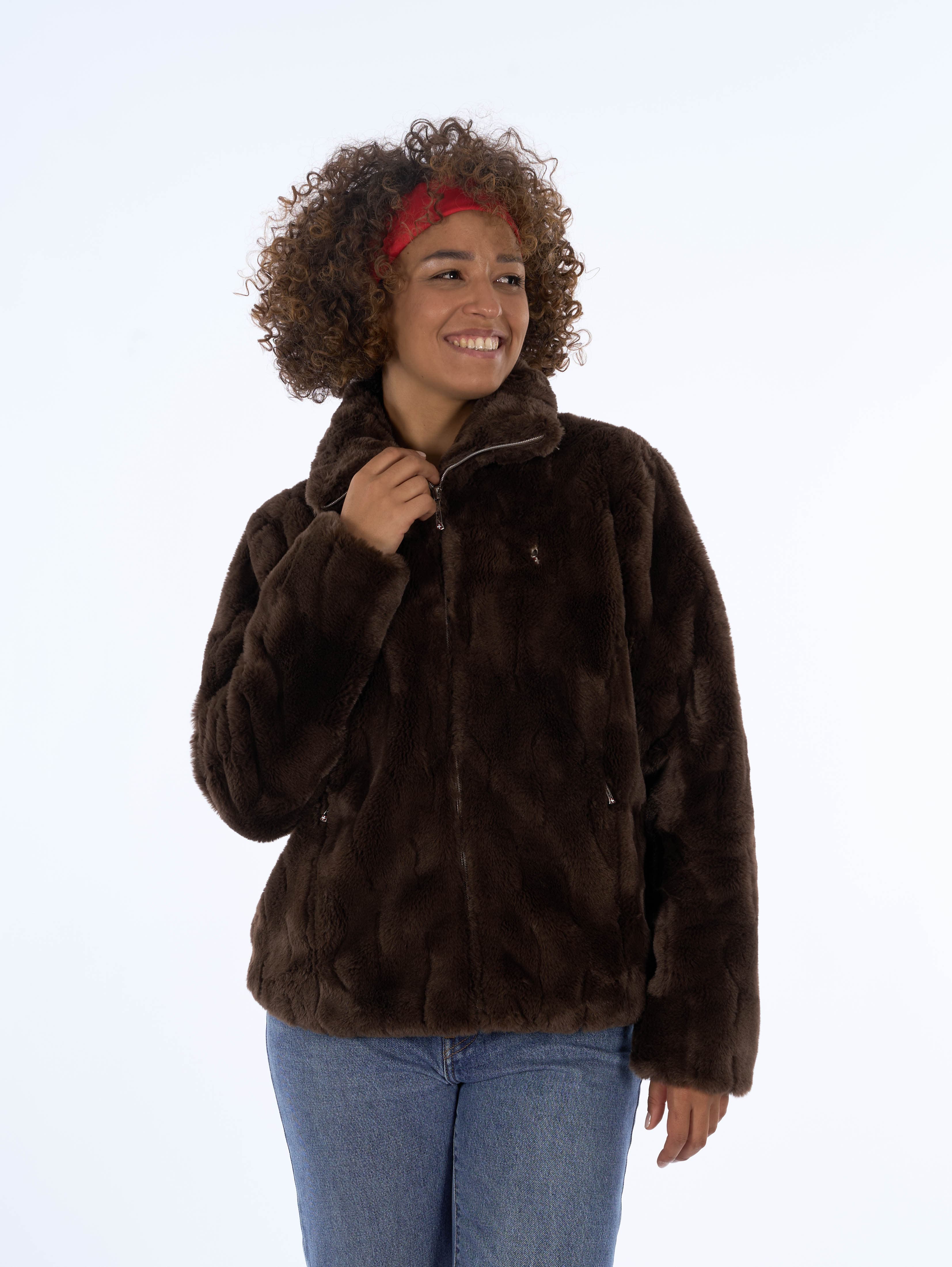 VESTE FAUSSE FOURRURE FEMME ENORA - CHOCO