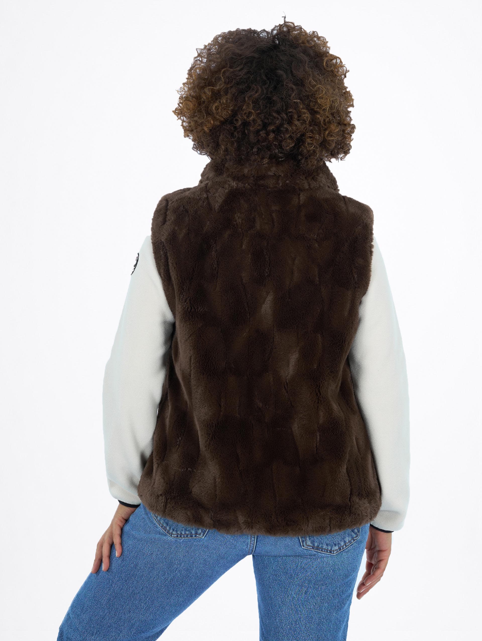 VESTE FAUSSE FOURRURE FEMME EROMY - CHOCO