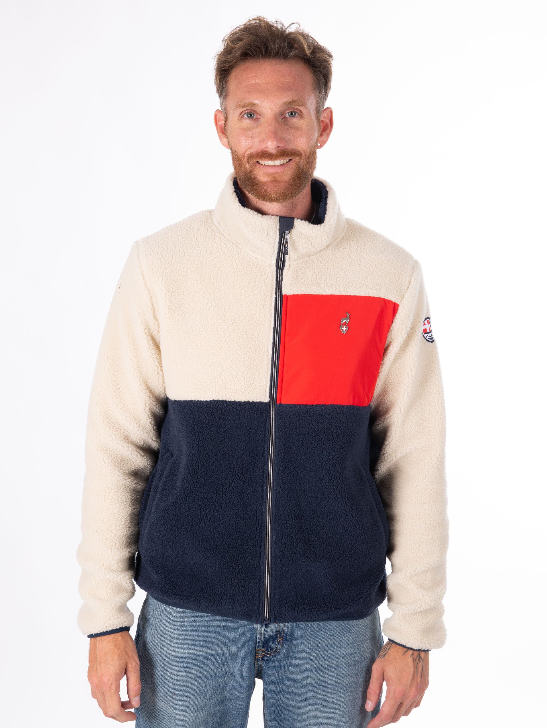 NAVY/FLAME RED